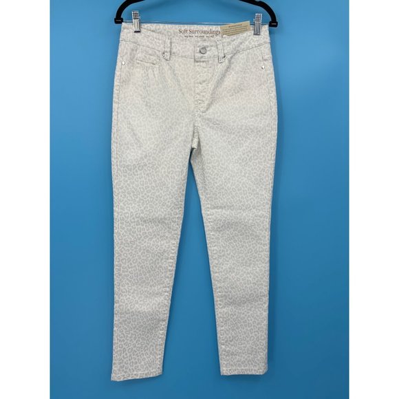 Soft Surroundings On The Prowl Animal Print Jean White Silver Size XS (2-4) NEW - Picture 1 of 7